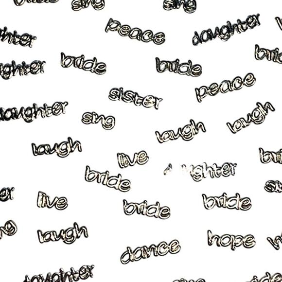 Lot of 60+ Pcs Floating Locket Silver Charms Words Daughter Bride Love Dance Mom - Picture 8 of 9